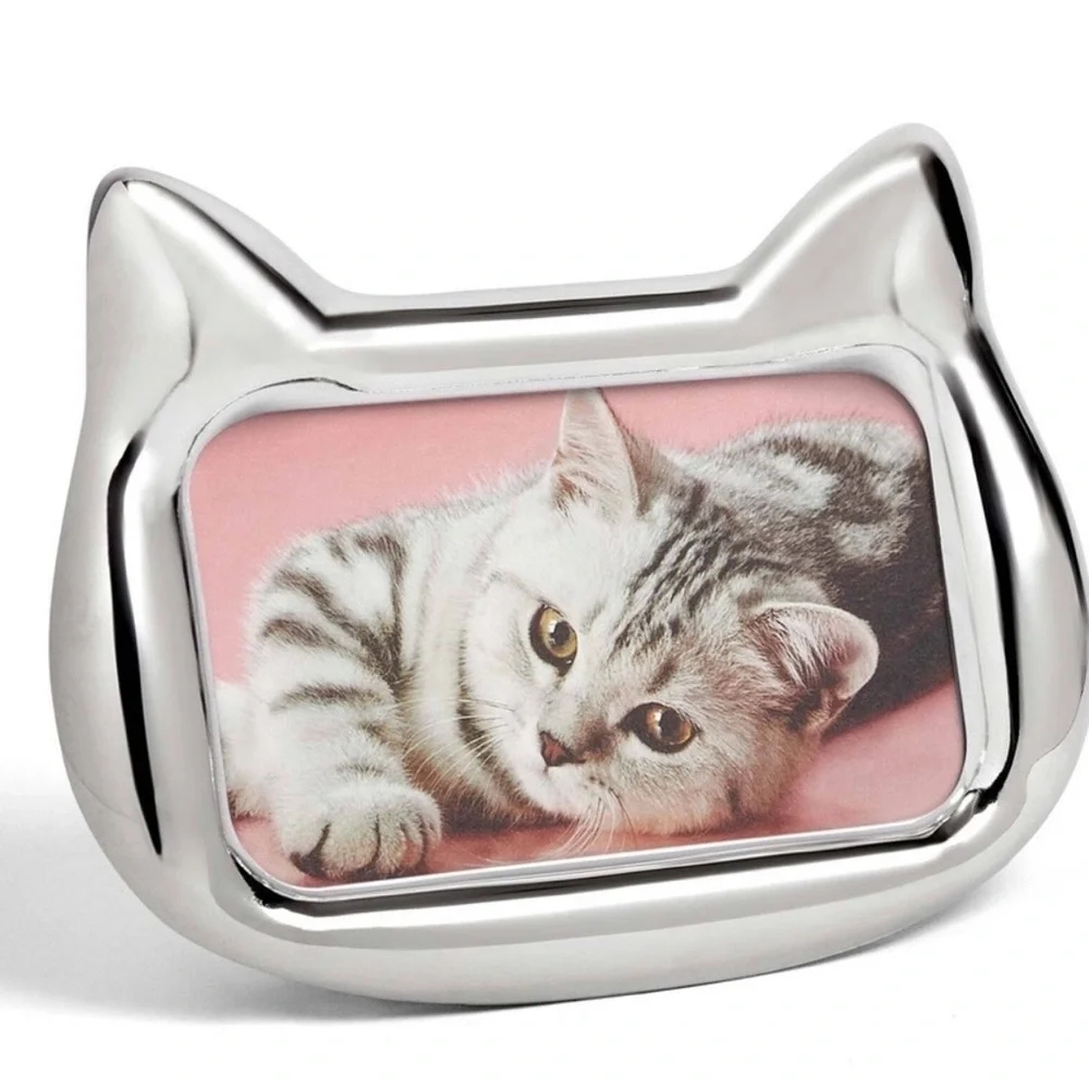 The Cat Lady -Cat Shaped Silver-Tone Photo Standing Picture Frame